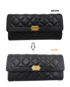 【奈良でシャネル財布修理】マトラッセ長財布のスレ傷・白化をリカラー補修｜生駒市