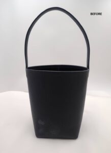 【THE　ROW バケツ型ミニトート 修理】ザロウのバケツ型ミニトート｜スレ傷の部分修正