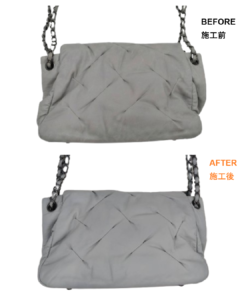 シャネル（CHANEL）キルトバッグ修理　黄ばみ・黒ずみリカラー　BEFORE　AFTER　ビフォーアフター