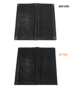 Valextra（ヴァレクストラ）財布修理｜ロングウォレットの色落ち・スレ傷をリカラーで再生　BEFORE AFTER　ビフォーアフター