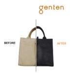 genten（ゲンテン）バッグ修理　手提げバッグをブラックへカラーチェンジ　BEFORE　AFTER