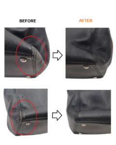 シャネルバッグ修理　エグゼクティブトートバッグのスレ傷をリカラー補修　BEFORE AFTER　ビフォーアフター