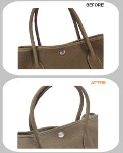 HERMES（エルメス）バッグ修理　ガーデンパーティのスレ・色落ち・くすみをリカラーBEFORE AFTER